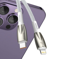 Cablu Baseus Glimmer Series cu incarcare rapidă USB-C - Lightning 480Mb/s PD 20W 1m alb - Img 5