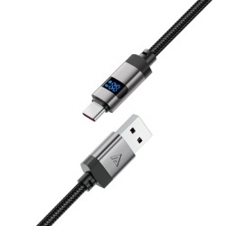 Cablu Date si Incarcare USB-A - USB-C Acefast C15-04 Display, 66W, 1.2m, Negru - Img 3