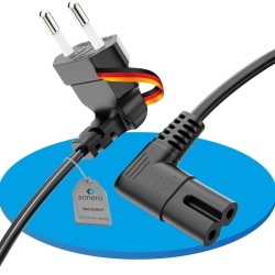Cablu de Alimentare Sonero cu Ștecher Euro la 90° și Mufă IEC C7 la 90°, Lungime 3 m, Conductor Cupru 2x0,75 mm², Negru
