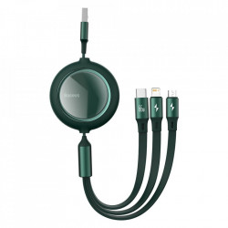 Cablu de date USB la Micro-USB, Lightning, Type-C Baseus, 66W, 1.2m, verde, CAMLC-MJ01