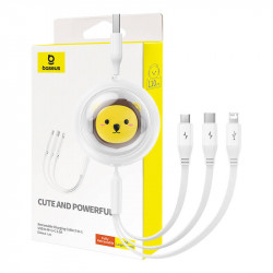 Cablu de incarcare Baseus 3-in-1 USB la USB-C, USB-M, Lightning 3,5 A, 1,1 m (alb)