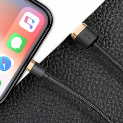 Cablu Lightning pentru iPhone, QC3.0 , 2.4A , 1M, BASEUS Cafule Durable Nylon, negru+auriu - Img 7