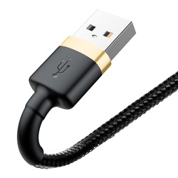 Cablu Lightning pentru iPhone, QC3.0 , 2.4A , 2M, BASEUS Cafule Durable Nylon, negru+auriu - Img 3