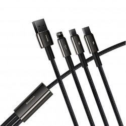 Cablu USB 3in1 Baseus Tungsten Gold, USB la micro USB / USB-C / Lightning, 3,5A, 1,5m (negru) - Img 5