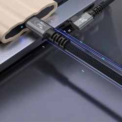 Cablu USB-C Thunderbolt 4 Wozinsky WPS3-UY41S, 240W, 1m, 4K, înclinat - Negru - Img 10