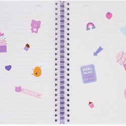 Caiet Mecanic A5 cu Spirilă Legami Design Teddy Bear, Liniatură 7 mm, 160 Pagini, Hârtie Certificată FSC, Include Set Stickere și Închidere Elastică, 15 x 21 cm - Img 5