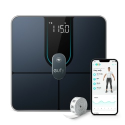 Cantar de baie eufy Smart Scale P2 Pro, Wi-Fi Bluetooth,16 masuratori, Ritm Cardiac, High Accuracy, 3D Virtual Body Mod, Sticla Securizata, Negru