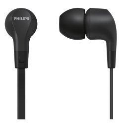 Casti Audio In-Ear Philips, TAE1105BK/00, cu fir, Microfon, Negru