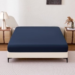 Cearșaf de pat Typec Home cu elastic King (180x200 cm), buzunar adânc 35 cm, microfibră moale și respirabilă, rezistent și fără șifonare, Albastru Marin - Img 5