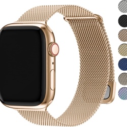 Curea Metalică Milaneză din Oțel Inoxidabil Fullmosa Compatibilă cu Apple Watch 38mm / 40mm / 41mm / 42mm (Seriile 10/11/12), Închidere Magnetică Reglabilă, Margini Lustruite, pentru Femei și Bărbați, Rose Gold