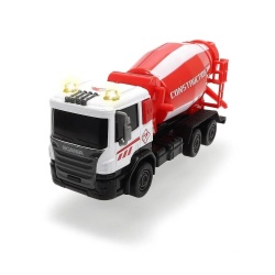DICKIE TOYS CITY WORKER VEHICUL DE CONSTRUCTII CU LUMINI SI SUNETE BETONIERA ROSIE 17CM