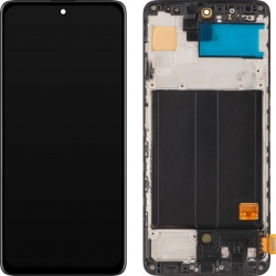 Display cu Touchscreen MP compatibil cu Samsung Galaxy A51 A515, cu Rama, Versiune OLED, Negru, Swap