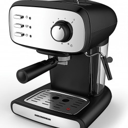 Espressor manual Heinner Black Boquette HEM-1100BKX, 850W, 15bar, rezervor detasabil 1.2L, filtru dublu din inox, Negru/Inox