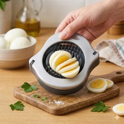 Feliator pentru Ouă și Legume Moi, 10 x 9.6 cm, Inox și ABS, Design Ergonomic, Argintiu - Img 2