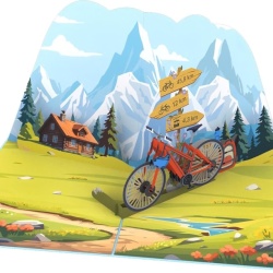 Felicitare 3D Pop-Up MOKIO – Ciclism Montan / Mountain Bike, Card Cadou cu Efect Surpriză, Dimensiune 20 x 15 cm, Include Plic Asortat - Img 2