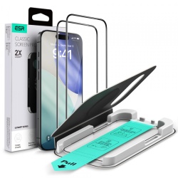 Folie de protectie Ecran ESR UltraFit pentru Apple iPhone 17 Pro, Sticla Securizata, Full Glue, Set 2 bucati, Neagra