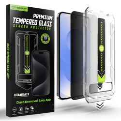 Folie de protectie Ecran Privacy Techsuit TitanGlass CrystalHD pentru Samsung Galaxy S26, Sticla Securizata, Full Glue