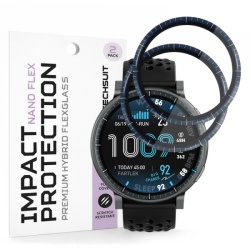 Folie de protectie Ecran Techsuit Nano Flex pentru Amazfit Active Max, Plastic, Set 2 bucati, Neagra