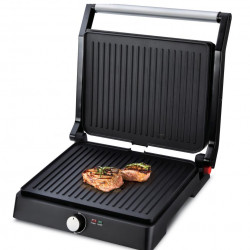 Gratar electric Heinner HEPG-F2000BKSS, placi fixe antiadezive, deschidere 180°, temperatura reglabila, Negru/Inox - Img 3
