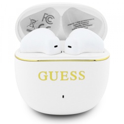 Handsfree Bluetooth Guess Glossy Gold Line Classic, TWS, Alb
