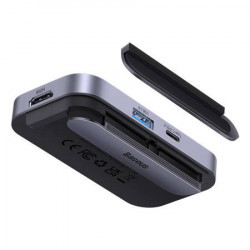 Hub 4 in 1 Seria Baseus PadJoy USB-C la USB 3.0 + HDMI + USB-C PD + mufa de 3,5 mm (gri) - Img 3