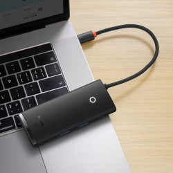 HUB multifuncțional din seria Baseus Lite USB tip C - 2 x USB 3.0 / USB tip C PD / HDMI 1,4 / SD / TF negru (WKQX050101) - Img 2