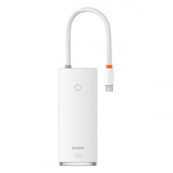 HUB multifunctional din seria Baseus Lite USB tip C - 2 x USB 3.0 / USB tip C PD / HDMI 1,4 / SD / TF alb (WKQX050102)