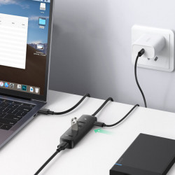 HUB USB 4-în-1 Ugreen - 4x USB tip A 3.0 PD DC 12V 0.25m negru (CM416 10915) - Img 2
