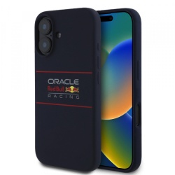 Husa MagSafe pentru Apple iPhone 16, Red Bull Racing, Horizontal Centered Logo, Bleumarin