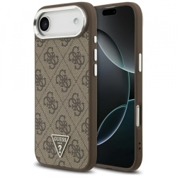 Husa MagSafe pentru Apple iPhone 17 Air, Guess, 4G Triangle Logo, Maro Argintie