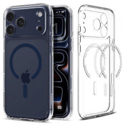 Husa MagSafe pentru Apple iPhone 17 Pro, Spigen, Ultra Hybrid, Transparenta Bleumarin