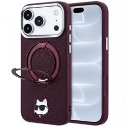 Husa MagSafe pentru Apple iPhone 18 Pro / 17 Pro, Karl Lagerfeld, Ring Stand 360 Choupette Pin, Visinie