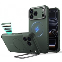 Husa MagSafe pentru Apple iPhone 18 Pro Max / 17 Pro Max, ESR, Cyber Armor Kickstand, Verde
