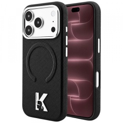 Husa MagSafe pentru Apple iPhone 18 Pro Max / 17 Pro Max, Karl Lagerfeld, Grained Embossed Ring , Neagra