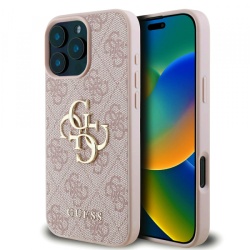 Husa pentru Apple iPhone 16 Pro, Guess, 4G Big Logo, Roz
