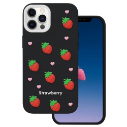 Husa pentru Apple iPhone 17 Pro Max, OEM, Strawberry, Neagra