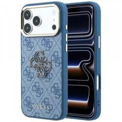 Husa pentru Apple iPhone 18 Pro Max / 17 Pro Max, Guess, 4G Big Resin Logo, Albastra