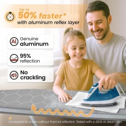 Husă pentru Masă de Călcat 125 x 45 cm Arteneur, Fabricată în Germania, Strat Aluminiu Termoreflectorizant, Permeabilă la Abur, Universală - Img 6