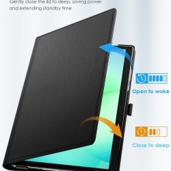 Husă Rotativă TiMOVO pentru Samsung Galaxy Tab A11+ / A11 Plus 11" (2025), Suport Pivotant 90° Orizontal / Vertical, Funcție Auto Sleep/Wake, Bandă Elastică, Piele Ecologică, Negru - Img 5