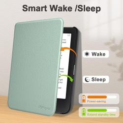 Husă tip carte compatibilă cu Kobo Clara Colour / BW / 2E (ecran 6"), funcție Auto Sleep/Wake, închidere magnetică, protecție completă, Verde Agave - Img 6