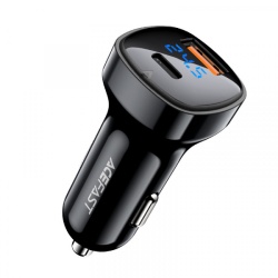 Incarcator Auto Acefast B4, 66W, 3A, 1 x USB-A - 1 x USB-C, Negru