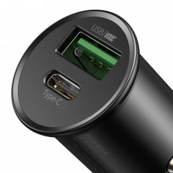 Incarcator auto Baseus PPSUSB / USB Typ C Quick Charge 4.0 QC4+ Power Delivery 3.0 VOOC SCP AFC MTKPE negru (CCYS-C01)