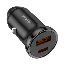 Incarcator auto Vipfan C03, USB + USB-C, 20W, PD + QC 3.0 (negru) - Img 2