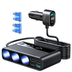 Incarcator de masina Joyroom cu separator de port pentru bricheta (3 x 12 V, PD USB tip C, QC3.0 USB-A, 4 x USB-A) 154 W negru (JR-CL06)