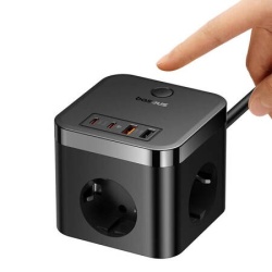 Incarcator de perete Baseus PowerCombo 3AC+2U+2C 30W, 1,5 m (negru) - Img 2