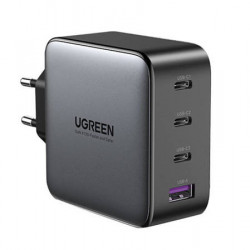 Incarcator de perete UGREEN CD226, 3x USB-C, 1x USB-A, GaN, PD3.0, QC4+, 100W, cablu de 1,5 m (gri)