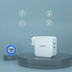 Incarcator priza Choetech GaN 2x USB Type C Power Delivery 3.0 QuickCharge 3.0 AFC 100W EU white (PD6008-EU) - Img 2