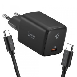 Incarcator Retea Cu Cablu USB-C Spigen EE451EU Essential, 45W, 3A, 1 x USB-C, Negru ACH09474