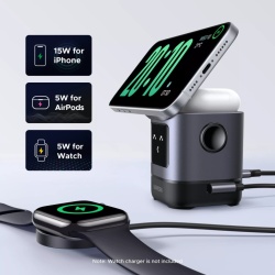 Incarcator wireless magnetic UGREEN Uno 2in1 15W Gri - Img 2