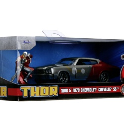 JADA MARVEL SET FIGURINA METALICA THOR SI MASINUTA CHEVY CHEVELLE SS SCARA 1 LA 32